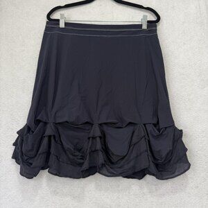 MC Planet Skirt Womens 40 Blue Layered Ruffle Hem Stretchy Zip France Boho Chic